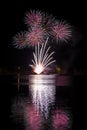 Multiple fireworks over Nuremberg Royalty Free Stock Photo