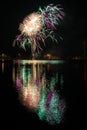 Multiple fireworks over Nuremberg Royalty Free Stock Photo