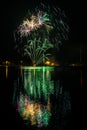 Multiple fireworks over Nuremberg Royalty Free Stock Photo