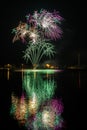 Multiple fireworks over Nuremberg Royalty Free Stock Photo