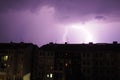 Multiple flashes of light and lightning. Lightning, electrical spark discharge in atmosphere that occurs during Royalty Free Stock Photo