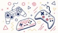 Multiple gamepads, gaming devices, entertainment, and interactive play concept. Vector Design, Generative AI