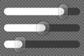 Multiple glass buttons panel and elements set. Transparent frames and buttons. Modern UI and UX design slider, scroll bars, widget Royalty Free Stock Photo