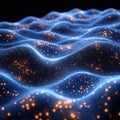 Multiple Glowing Particle Waves in Futuristic Blue Landscape Royalty Free Stock Photo