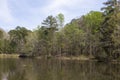 Multiple green trees and a pond at Crowder County Park