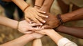 Hands in a united team.AI generated image Royalty Free Stock Photo