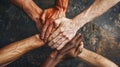 The diverse hands united.AI generated image Royalty Free Stock Photo