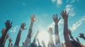 The Hands Raised in Unity.AI generated image Royalty Free Stock Photo