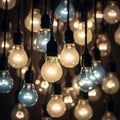 Multiple Hanging Light Bulbs Creating Warm Ambiance Royalty Free Stock Photo