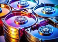 Multiple Hard Drives Showcase Advanced Data Storage Solutions for Modern Computing Needs Royalty Free Stock Photo