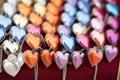 multiple heart-shaped lockets on a string Royalty Free Stock Photo