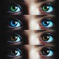 Multiple. Heterochromia. Brown, Blue, Green, Hazel, Gray, Amber. close-up macro photography. Human eye. Woman, female Royalty Free Stock Photo