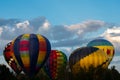 Multiple hot air balloons flying