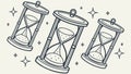 Multiple hourglasses, measuring time and patience, vector design Generative AI Royalty Free Stock Photo