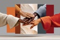 Group of hands united in a diverse collaborative visual composition Royalty Free Stock Photo