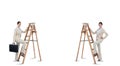 Multiple image of businesswoman climbing ladder Royalty Free Stock Photo