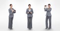 Multiple image of businesswoman holding binoculars Royalty Free Stock Photo