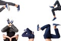Multiple image of young man break dancing Royalty Free Stock Photo