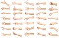 Multiple images set of female caucasian hand gestures isolated Royalty Free Stock Photo