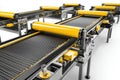 Multiple Industrial Conveyor Belts With Yellow Rollers Royalty Free Stock Photo