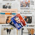 Multiple international press newspaper with Emmanuel Macron Election as Frenc President