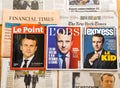 Multiple international press newspaper with Emmanuel Macron Election as Frenc President