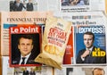 Multiple international press newspaper with Emmanuel Macron Election as Frenc President