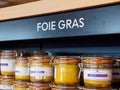 Multiple jars of duck foie gras, Paris, France