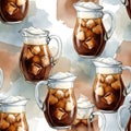 Multiple Jugs of Iced Coffee Drinks Royalty Free Stock Photo