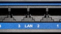 Multiple LAN switch router RJ-45 Ethernet ports internet connection sockets object detail, extreme closeup, nobody, no people Royalty Free Stock Photo