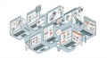 Multiple laptops display charts and graphs, emphasizing data analysis and digital Royalty Free Stock Photo