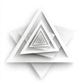 Intricate layered white triangles create a dynamic visual effect against a simple background. Generative AI