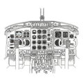 Multiple levers and switches arranged ergonomically for pilot Royalty Free Stock Photo