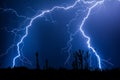 Multiple lightning strikes in the night skies Royalty Free Stock Photo