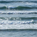 Multiple Lines of Ocean Waves and White Foam Royalty Free Stock Photo