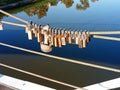 Multiple Love Locks on Bridge Railing Over Calm River â Symbol of Romance and Commitment Royalty Free Stock Photo