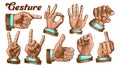 Multiple Male Color Hand Gesture Set Vector Royalty Free Stock Photo