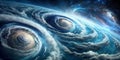 multiple mega cyclones sci fi background AI-Created Content Royalty Free Stock Photo