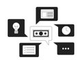 Multiple message bubbles monochrome flat vector icons bundle