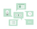 Multiple message bubbles semi flat color vector icons bundle