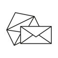 Multiple messages icon. Email chaos symbol. Correspondence communication Vector. Stacked envelopes illustration. Royalty Free Stock Photo