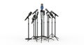 Multiple Microphones on Stands in Press Conference Setting Royalty Free Stock Photo