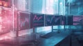 Multiple monitors displaying financial data and charts on a desk Royalty Free Stock Photo
