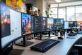 multiple monitors setup in modern office Royalty Free Stock Photo