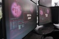 Multiple monitors showing critical error message after cyber crime attack Royalty Free Stock Photo