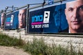 Multiple Moshe Kahlon`s campaign billboards in the street