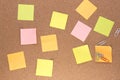 Multiple multi-coloured post it notes