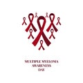 Multiple myeloma awareness burgundy ribbon medical set Royalty Free Stock Photo