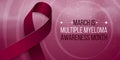 Multiple Myeloma Awareness Month concept. Banner template with burgundy ribbon and text. Vector illustration Royalty Free Stock Photo