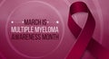 Multiple Myeloma Awareness Month concept. Banner template with burgundy ribbon and text. Vector illustration Royalty Free Stock Photo